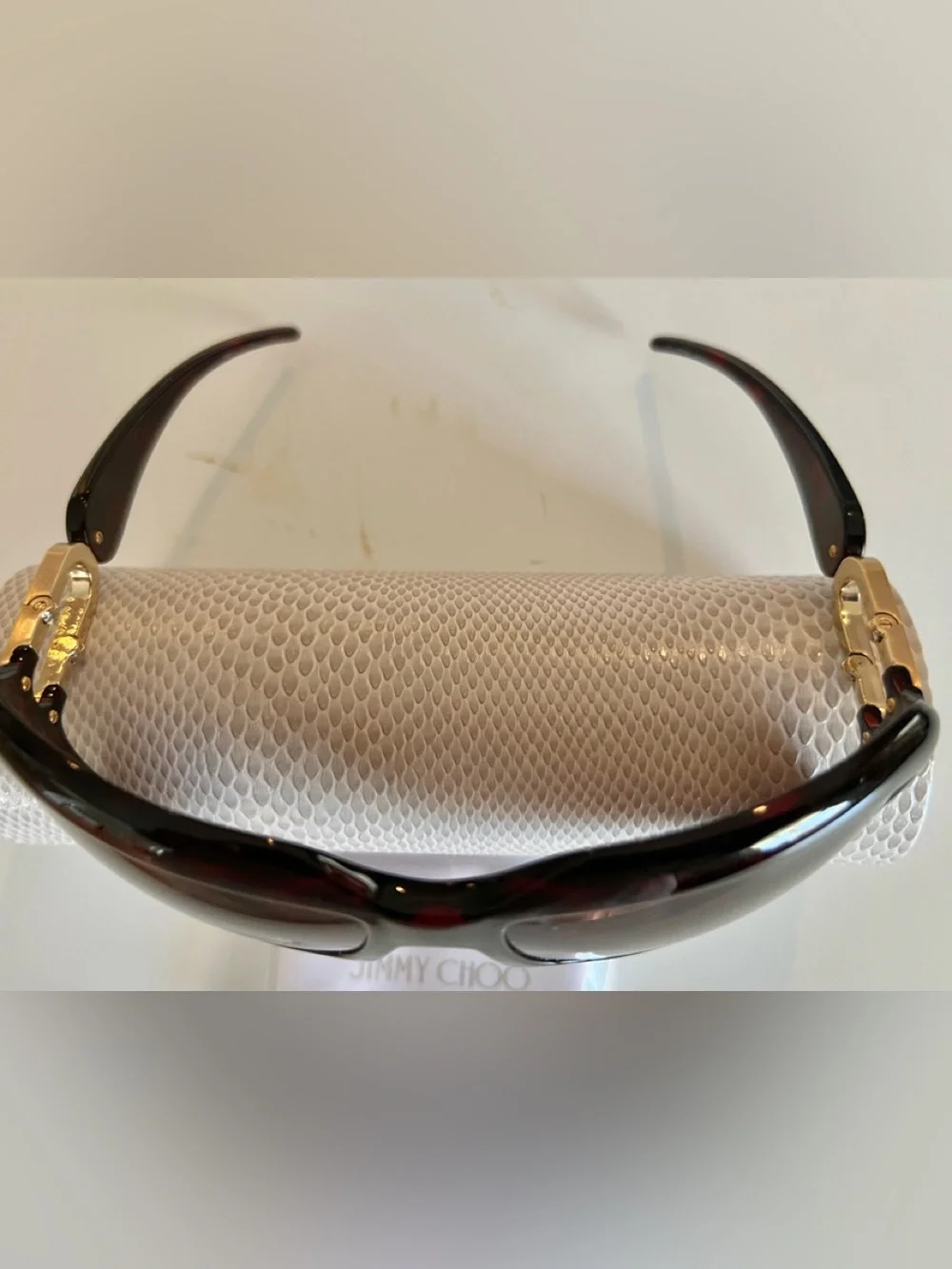 JIMMY CHOO SUNGLASSES, CASE & LOGO CLOTH